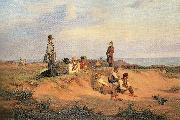 Michael Ancher maend af skagen en sommeraften i godt vejr oil on canvas